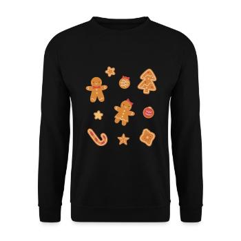 Cute Christmas Cookies Gingerbread Man and Woman - Unisex Sweatshirt - black - Front - Alina (178cm) & Michal (187cm)