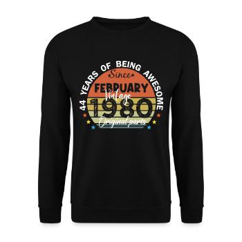 44 Years Old Made In 1980 Vintage February 1980 - Sweat-shirt Unisexe - noir - Devant - Alina (178cm) & Michal (187cm)