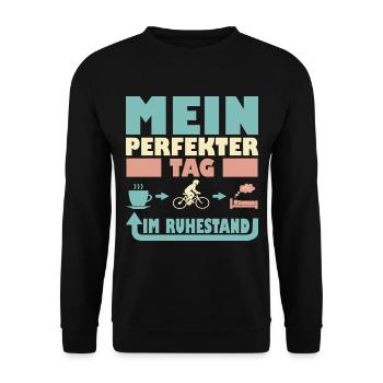 Rente Rentner Ruhestand Fahrrad fahren Spruch - Unisex Pullover - Schwarz - Vorne - Alina (178cm) & Michal (187cm)