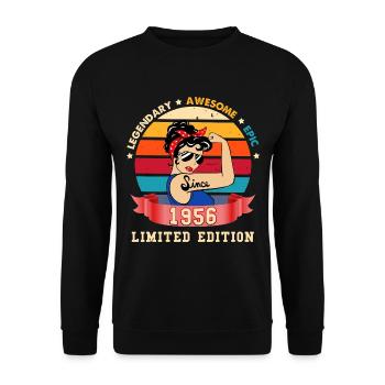 Femme Légende Anniversaire 1956 Edition Limitée - Sweat-shirt Unisexe - noir - Devant - Alina (178cm) & Michal (187cm)