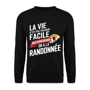 La vie n'est pas toujours facile, randonnée - Sweat-shirt Unisexe - noir - Devant - Alina (178cm) & Michal (187cm)