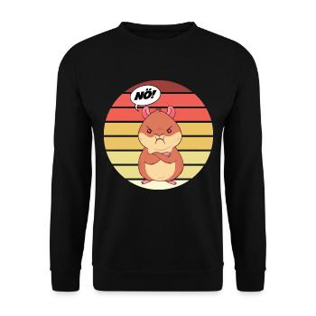 Hamster Nö Sunset Nein Lustiger Spruch Geschenk - Unisex Pullover - Schwarz - Vorne - Alina (178cm) & Michal (187cm)