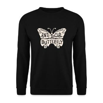 Anti social butterfly - Unisex Sweatshirt - black - Front - Alina (178cm) & Michal (187cm)