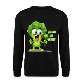 Stay Green - Vegan Food Broccoli Design - Sweat-shirt Unisexe - noir - Devant - Alina (178cm) & Michal (187cm)