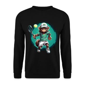 Design de singe de tennis amusant - Écrasez-le sur le Te - Sweat-shirt Unisexe - noir - Devant - Alina (178cm) & Michal (187cm)