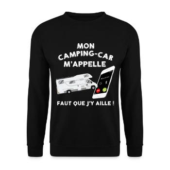 Humour Camping-car voyage et portable - Sweat-shirt Unisexe - noir - Devant - Alina (178cm) & Michal (187cm)