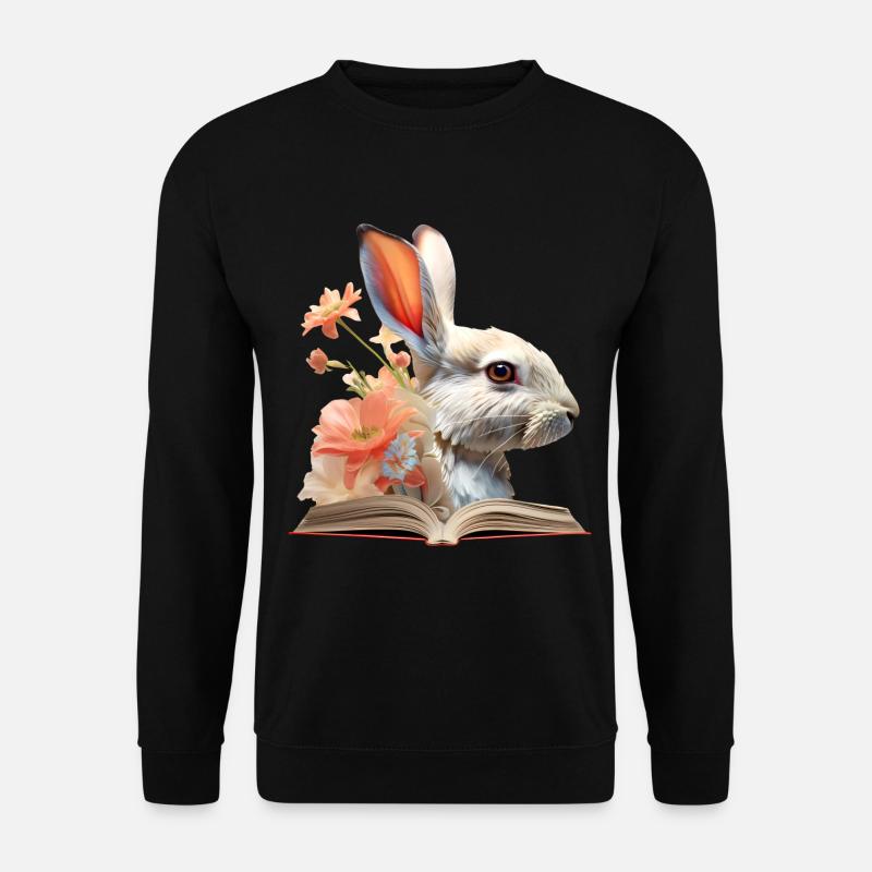 Kaninchen Lesen Buch - Unisex Pullover - Schwarz