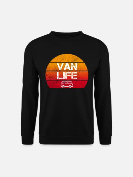 Van Life Camping Sonnenuntergang Campinbus Camper - Unisex Pullover - Schwarz
