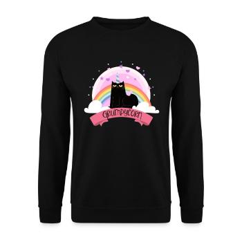 Grumpycorn Grumpy Unicorn Cat - Unisex Sweatshirt - black - Front - Alina (178cm) & Michal (187cm)
