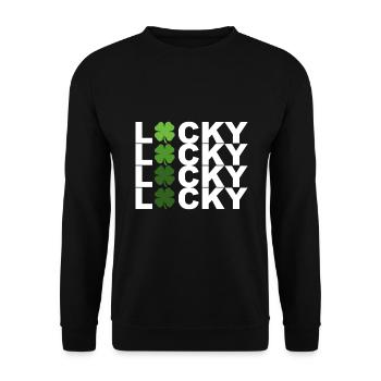 Lucky Kleeblatt klein - Unisex Pullover - Schwarz - Vorne - Alina (178cm) & Michal (187cm)