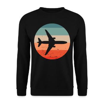 Avion pilote rétro rétro - Sweat-shirt Unisexe - noir - Devant - Alina (178cm) & Michal (187cm)