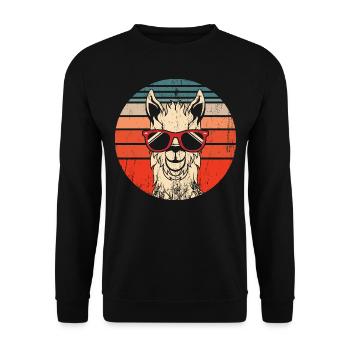 Lama Alpaka Retro Vintage - Unisex Pullover - Schwarz - Vorne - Alina (178cm) & Michal (187cm)