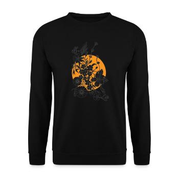 Centengle Fleurs noires avec soleil orange - Sweat-shirt Unisexe - noir - Devant - Alina (178cm) & Michal (187cm)