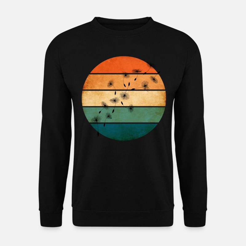 Retro Sonnenuntergang mit Pusteblume - Unisex Pullover - Schwarz