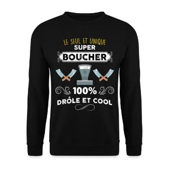 Boucher unique idée cadeau pour mon boucher - Sweat-shirt Unisexe - noir - Devant - Alina (178cm) & Michal (187cm)
