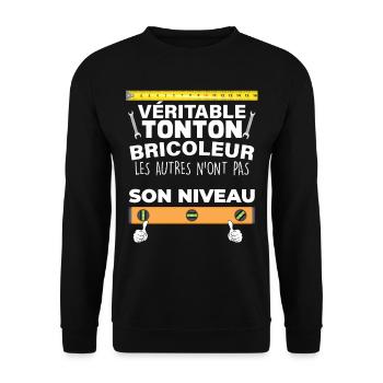 Tonton bricoleur humour citaiton pour mon oncle - Sweat-shirt Unisexe - noir - Devant - Alina (178cm) & Michal (187cm)