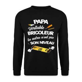 Papa bricoleur humour bricolage - Sweat-shirt Unisexe - noir - Devant - Alina (178cm) & Michal (187cm)