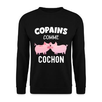 Meilleur Pote pour toujours copains comme cochon - Sweat-shirt Unisexe - noir - Devant - Alina (178cm) & Michal (187cm)