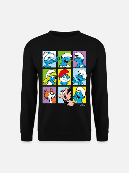 Die Schlümpfe Kacheln - Unisex Pullover - Schwarz