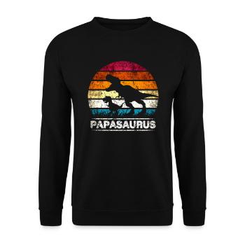 Papa Père Papasaurus rétro Vintage Fête des Pères - Sweat-shirt Unisexe - noir - Devant - Alina (178cm) & Michal (187cm)