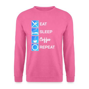 Eal Sleep Coffee Repeat Caffeine Addict Coffee - Unisex Pullover - Pink - Vorne