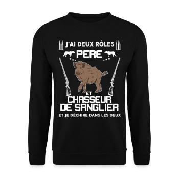 Papa Le Meilleur Chasseur Qui Déchire - Sweat-shirt Unisexe - noir - Devant - Alina (178cm) & Michal (187cm)
