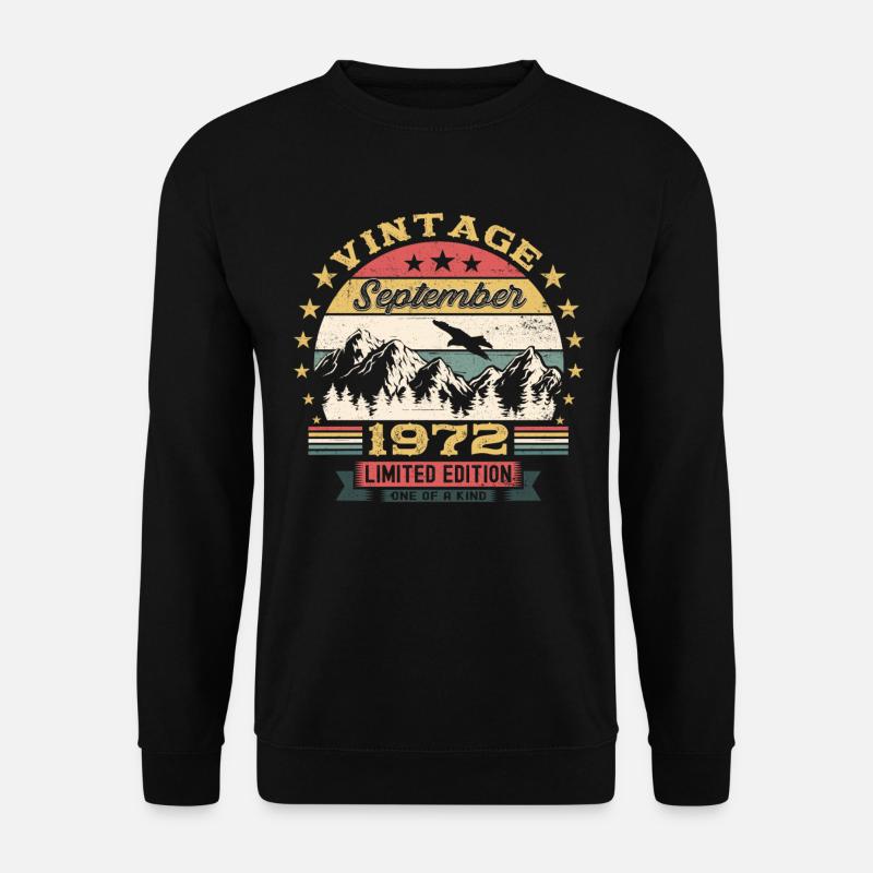 September Jahrgang 1972 50. Geburtstag Geschenk - Unisex Pullover - Schwarz