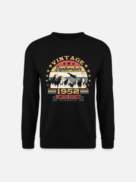 September Jahrgang 1952 70. Geburtstag Geschenk - Unisex Pullover - Schwarz