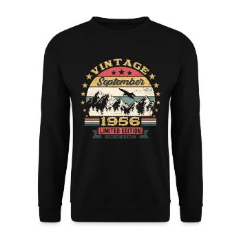 Septembre Né 1956 Cadeau du 66e anniversaire - Sweat-shirt Unisexe - noir - Devant - Alina (178cm) & Michal (187cm)