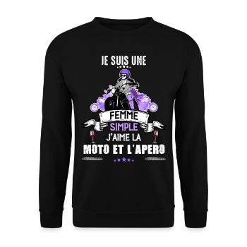 Single Frau Motorrad Aperitif Cadea Frau Biker - Unisex Pullover - Schwarz - Vorne - Alina (178cm) & Michal (187cm)