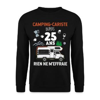 Camping Camping-cariste depuis 25 ans - Sweat-shirt Unisexe - noir - Devant - Alina (178cm) & Michal (187cm)