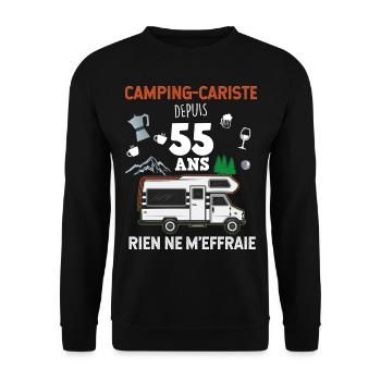 Le Camping-Car une Histoire Depuis 55 ans - Sweat-shirt Unisexe - noir - Devant - Alina (178cm) & Michal (187cm)