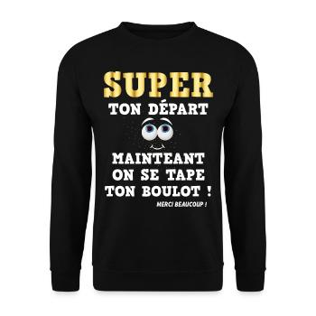 Collègue super ton départ cadeau humour - Sweat-shirt Unisexe - noir - Devant - Alina (178cm) & Michal (187cm)