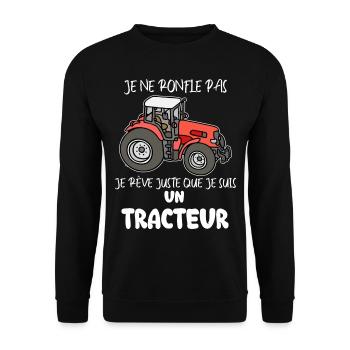 Les Ronflements De Mon Tracteur Cadeau Humour - Sweat-shirt Unisexe - noir - Devant - Alina (178cm) & Michal (187cm)