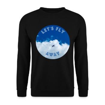 Lasst uns wegfliegen, das Thema mit dem Flugzeug am Himmel. Luftfahrt - Unisex Pullover - Schwarz - Vorne - Alina (178cm) & Michal (187cm)