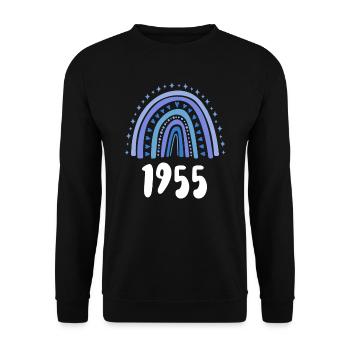 Blue Rainbow Year of birth born 1955 - Unisex Sweatshirt - black - Front - Alina (178cm) & Michal (187cm)