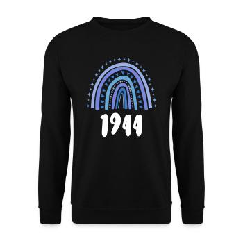 Blue Rainbow Year of birth born 1944 - Unisex Sweatshirt - black - Front - Alina (178cm) & Michal (187cm)