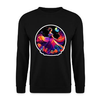 Fille dans une robe colorée la nuit - Sweat-shirt Unisexe - noir - Devant - Alina (178cm) & Michal (187cm)
