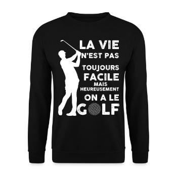 Joueur De Golf Golfeur Sport La Vie Pas Facile - Sweat-shirt Unisexe - noir - Devant - Alina (178cm) & Michal (187cm)
