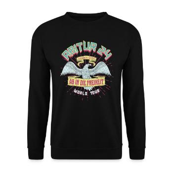 Abitur 2024 - Ab in die Freiheit - Unisex Pullover - Schwarz - Vorne - Alina (178cm) & Michal (187cm)
