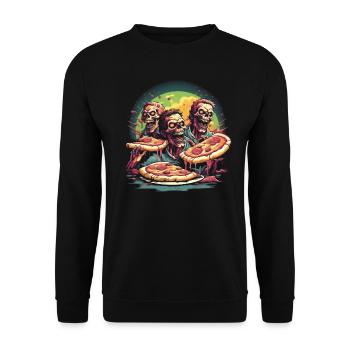 Pizza Till I Die - Unisex Sweatshirt - black - Front - Alina (178cm) & Michal (187cm)