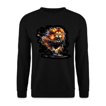 Wild Lion in Watercolor (Black) - Unisex Sweatshirt - black - Front - Alina (178cm) & Michal (187cm)