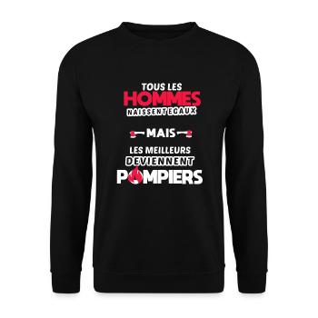 Phrase drôle pompier / Sapeur pompier humour - Sweat-shirt Unisexe - noir - Devant - Alina (178cm) & Michal (187cm)
