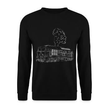 Ludmilla Lok Diesellok Taigatrommel BR 130 BR 132 - Unisex Pullover - Schwarz - Vorne - Alina (178cm) & Michal (187cm)