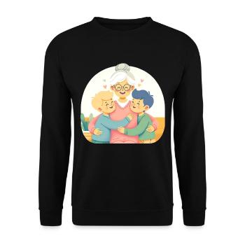L’étreinte de joie pure de grand-mère - Sweat-shirt Unisexe - noir - Devant - Alina (178cm) & Michal (187cm)