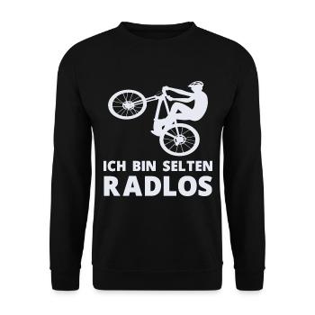 MTB Fahrer Mountainbike Ich Bin Selten Radlos - Unisex Pullover - Schwarz - Vorne - Alina (178cm) & Michal (187cm)