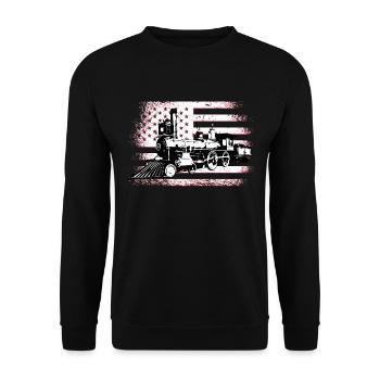 Conducteur de train, locomotive américaine, drapeau des États-Unis - Sweat-shirt Unisexe - noir - Devant - Alina (178cm) & Michal (187cm)