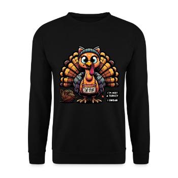 Katzen-Truthahn-Verkleidungsscherz - Unisex Pullover - Schwarz - Vorne - Alina (178cm) & Michal (187cm)
