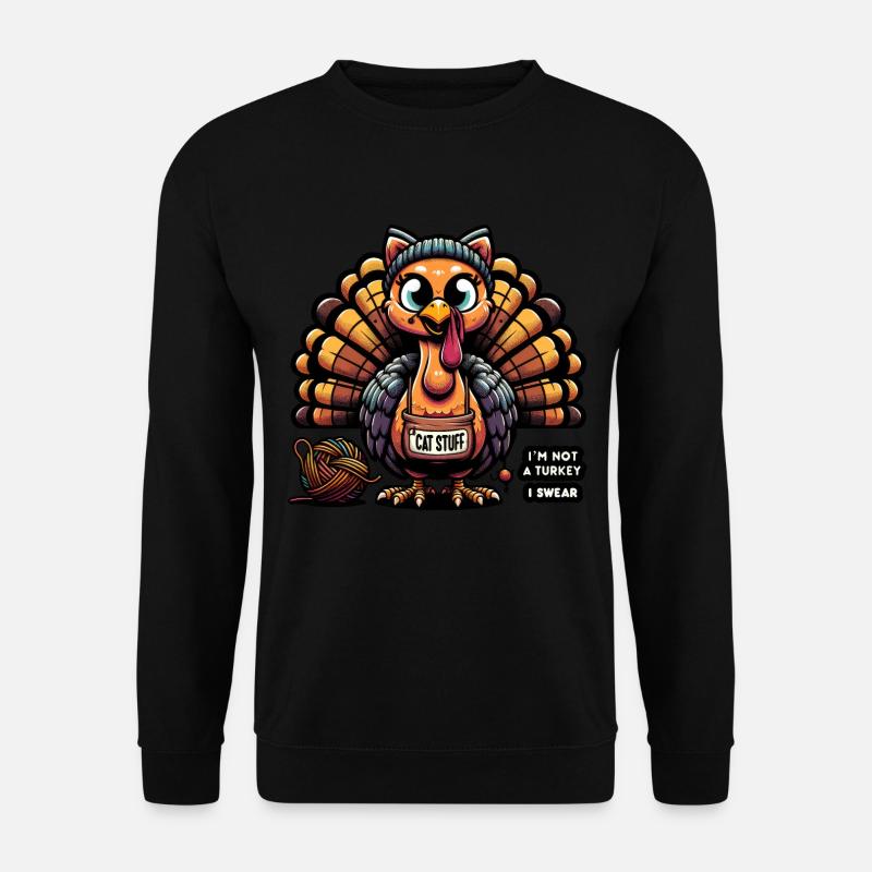 Katzen-Truthahn-Verkleidungsscherz - Unisex Pullover - Schwarz