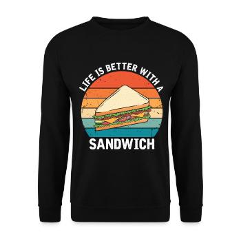 Life is Better with Sandwich Food BBQ - Unisex Sweatshirt - black - Front - Alina (178cm) & Michal (187cm)